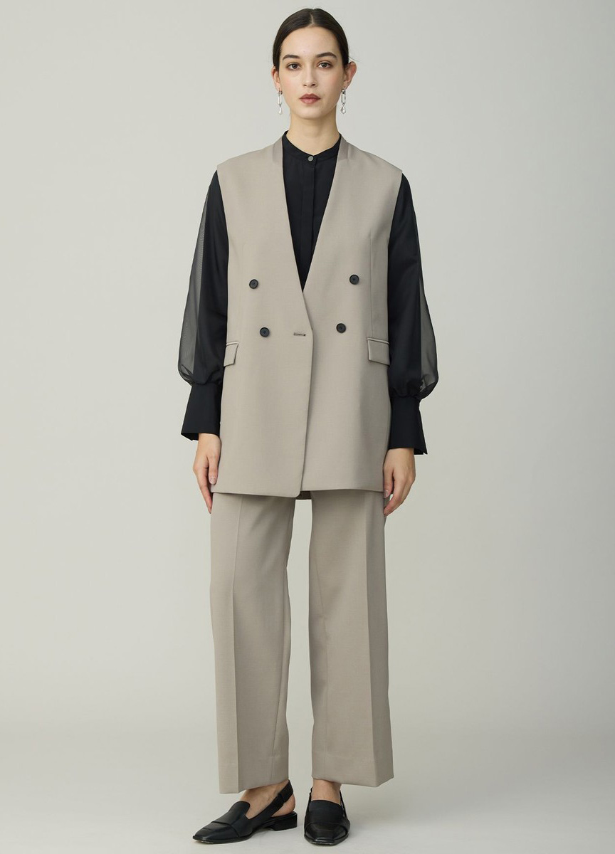 混紡柔質拼歐根紗襯衫